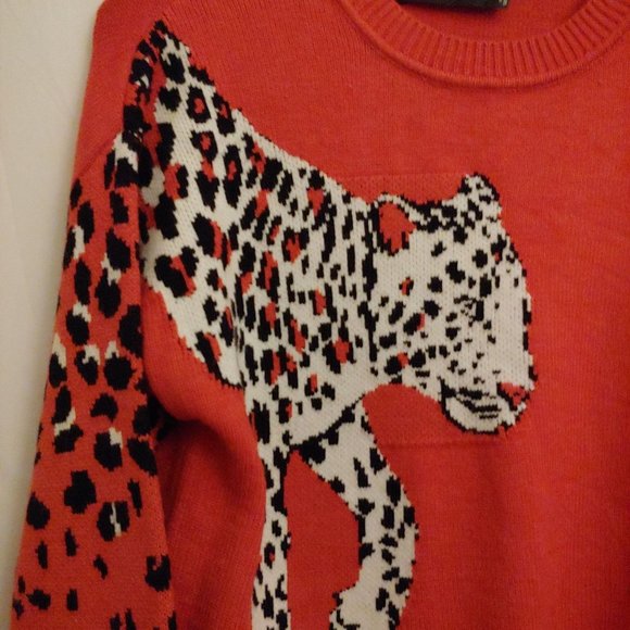 Minkpink orange leopard soft comfy long sleeve sweater XS - Picture 3 of 8